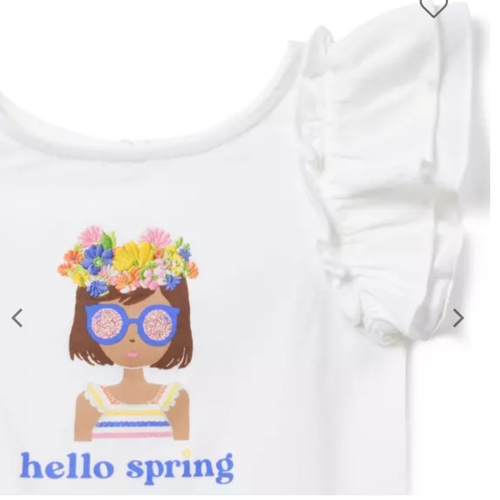 Hello Spring White Kids Top - Picture 3 of 13